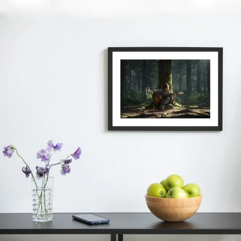 تابلوی هنری الی با گیتار در جنگل - The Last of Us